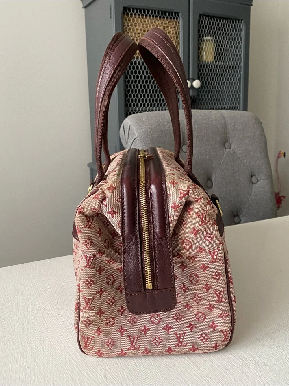 Louis Vuitton Mini Lin Josephine GM Cherry & Bordeaux Canvas with COA